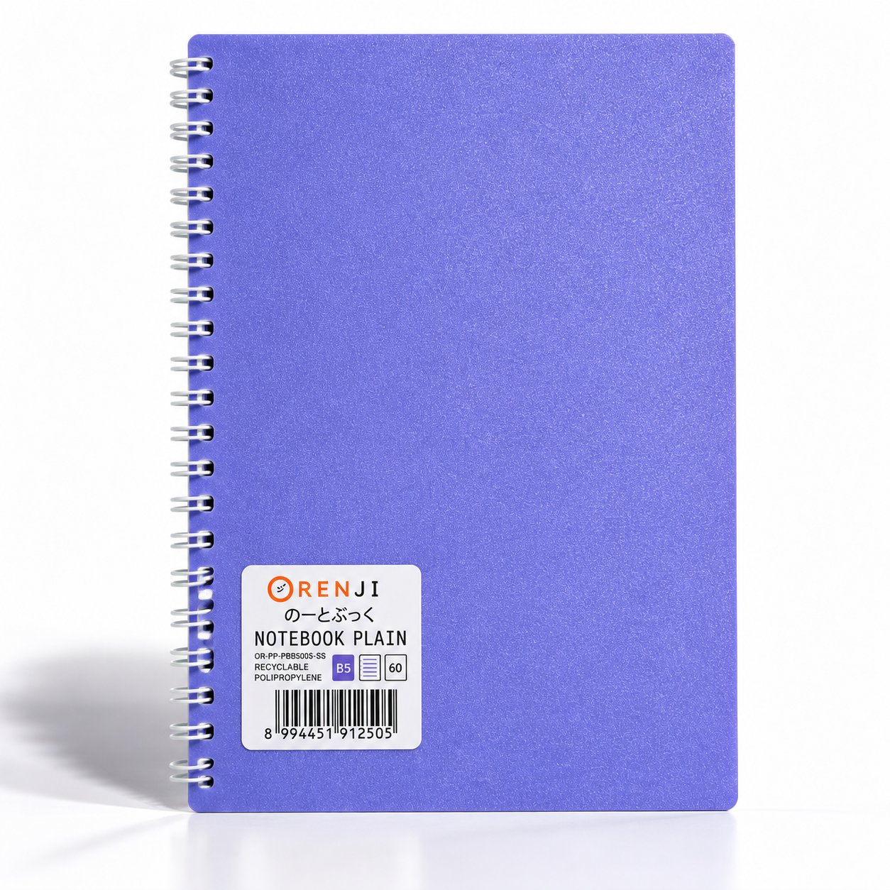 Orenji Notebook PP Cover Colour B5 Plain Spiral Samping Purple