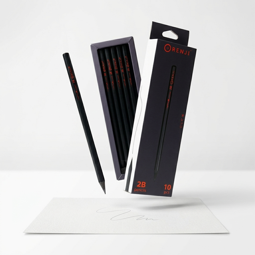 2B Pencil Black Wood - BLACK1 Pack = 10 piece