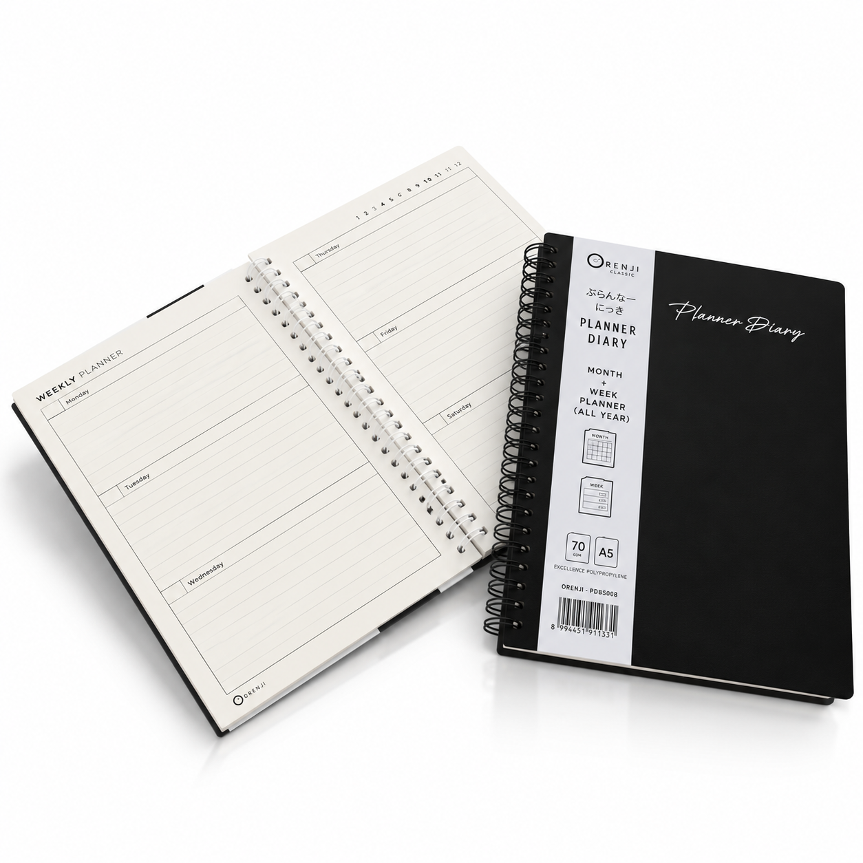 Orenji Planner Diary A5 Hitam