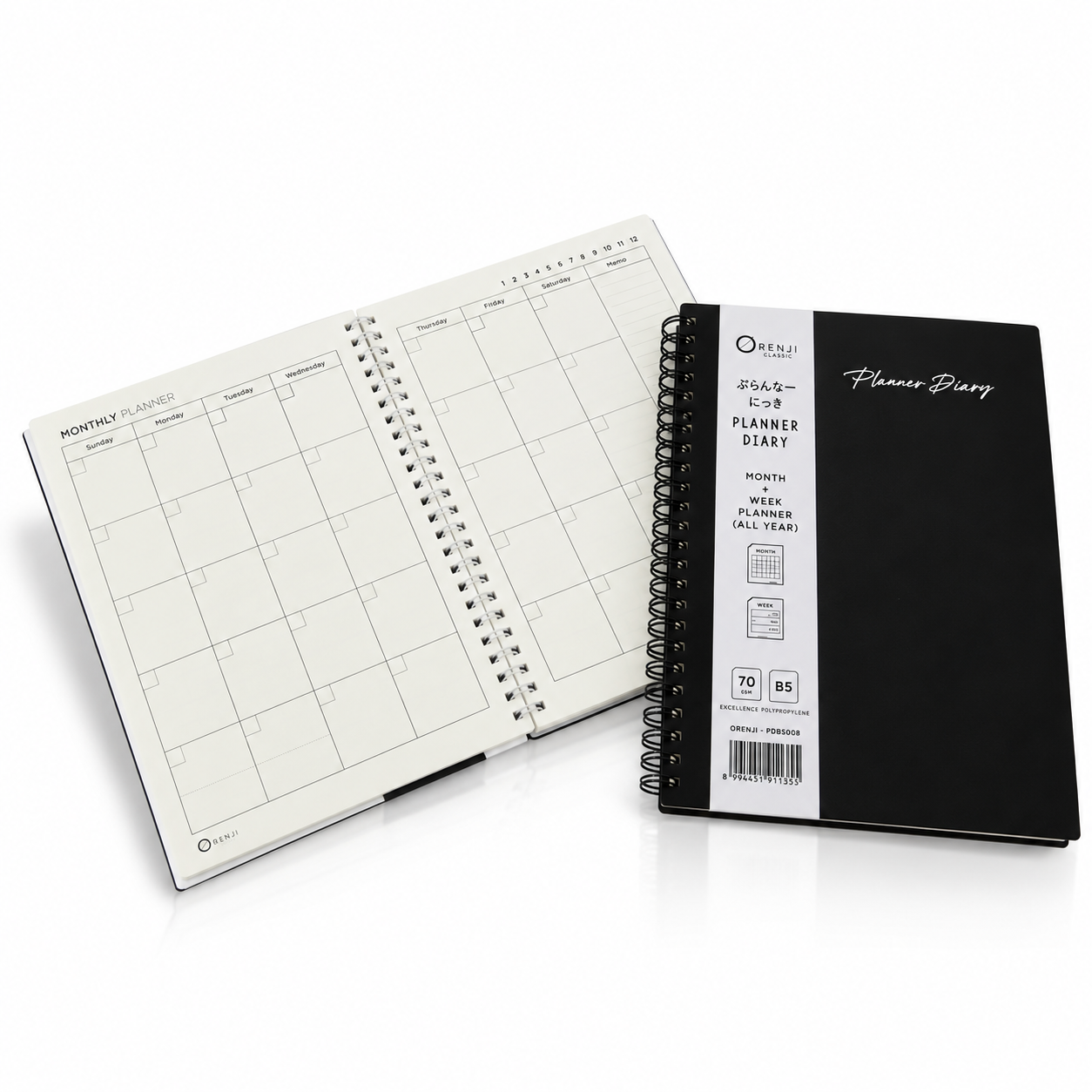Orenji Planner Diary B5 Hitam